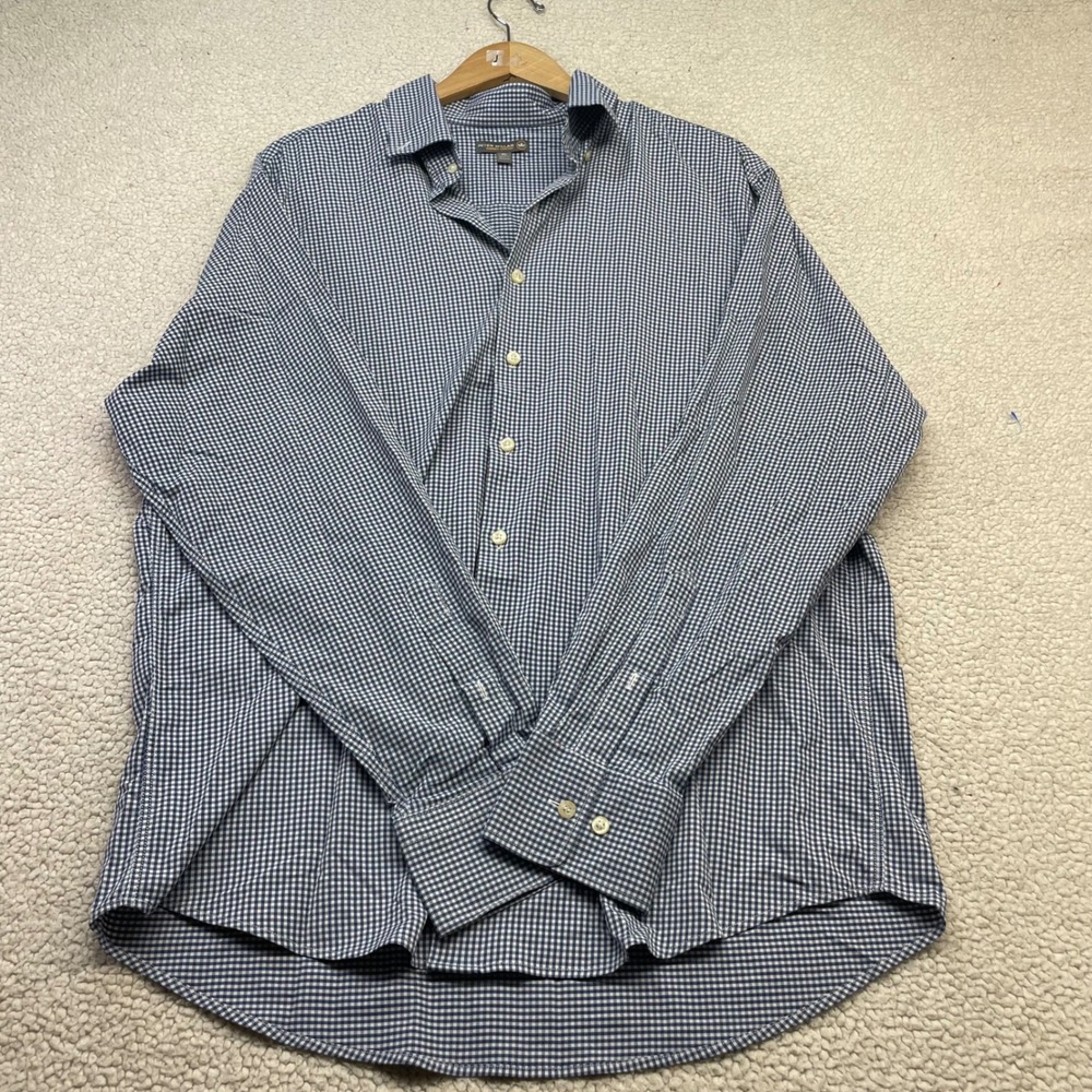 Peter Millar Button Down Mens XL Blue Gingham Summer Comfort MS17EW07BL Check